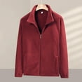 thumbnail image 1 of Goodtrade8 Casual Jackets for Men Zip up Fleece Jackets Pocket Plain Stand Collar Outdoor Wine Mens Coats Big and Tall, 1 of 5