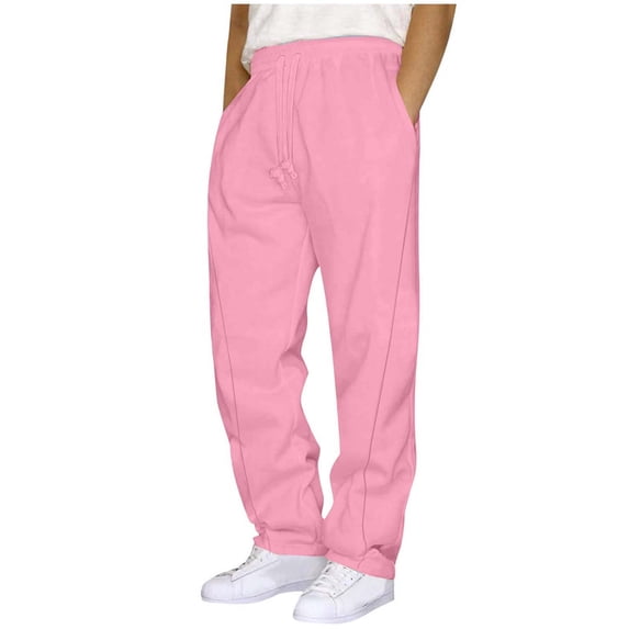 Goodtrade8 Casual Mens Sweatpants Baggy Open Bottom with Pockets Joggers Workout Elastic Waist Activewear Pants for Men Work