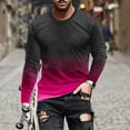 thumbnail image 1 of Goodtrade8 Casual Mens Tops Long Sleeve Crew Neck Gradient Long Sleeve Hot Pink Plus Size Shirts for Men, 1 of 5