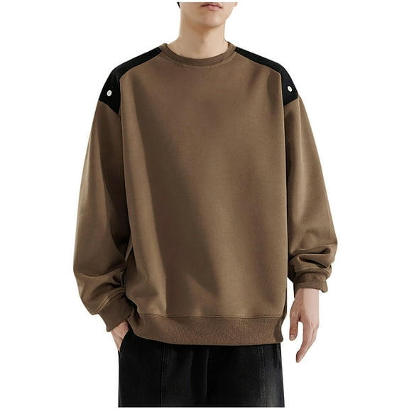 Goodtrade8 Casual Tops for Men Color Block Long Sleeve Crew Neck Big and Tall Mens Sweatshirts