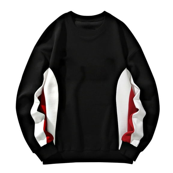 Goodtrade8 Casual Tops for Men Color Block Long Sleeve Crew Neck Oversized Sweatshirts for Men