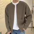 thumbnail image 1 of Goodtrade8 Casual Winter Jackets for Men Thin Cardigan Khaki Crew Neck Plain Outdoor Pocket Coats for Men, 1 of 8