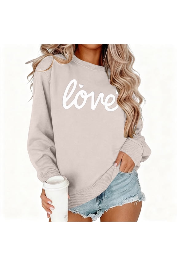 Valentines Day Tops Women Sweetheart Gifts Holiday Long Sleeve Ladies Valentines Day Tops Casual Crewneck Pullover