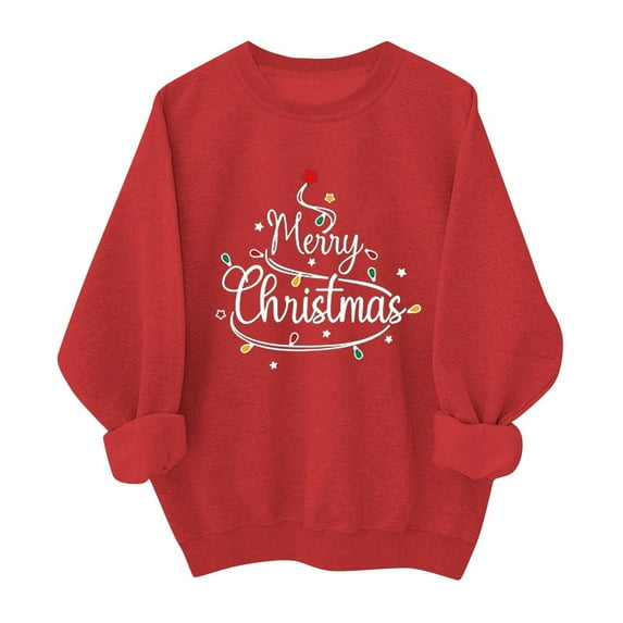 Goodtrade8 Christmas Womens Sweatshirts Merry Sweatshirts Crew Neck Printed Long Sleeve Christmas Gifts