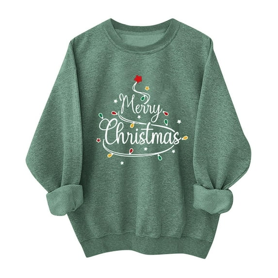 Goodtrade8 Christmas Womens Tops Merry Sweatshirts Long Sleeve Crew Neck Printed Christmas Gifts