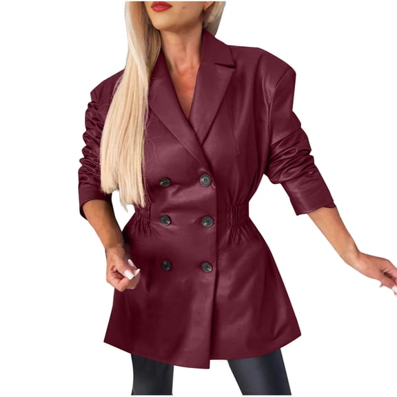 Goodtrade8 Coats for Women Button Loose Outerwear Solid Color Long Sleeve Casual Collared Women Winter Tops