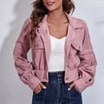 thumbnail image 1 of Goodtrade8 Coats for Women Winter Fleece Lightweight Bomber Jackets Solid Color Collared Casual Long Sleeve Womens Tops for Winter, 1 of 6