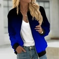 thumbnail image 1 of Goodtrade8 Coats for Women Winter Zip up Bomber Jacket Casual Pocket Gradient Women Tops, 1 of 5