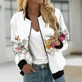 thumbnail image 1 of Goodtrade8 Coats for Women Winter Zip up Bomber Jacket Pocket Printed Casual Womens Tops, 1 of 5