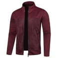 thumbnail image 1 of Goodtrade8 Color Block Jackets for Men Zip up Shirt Jacket Wine Pocket Outdoor Casual Stand Collar Winter Coats for Men, 1 of 4