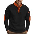 thumbnail image 1 of Goodtrade8 Color Block Mens Tops Half Zipper Zip Mock Neck Long Sleeve Casual Men's Sweatshirts, 1 of 5