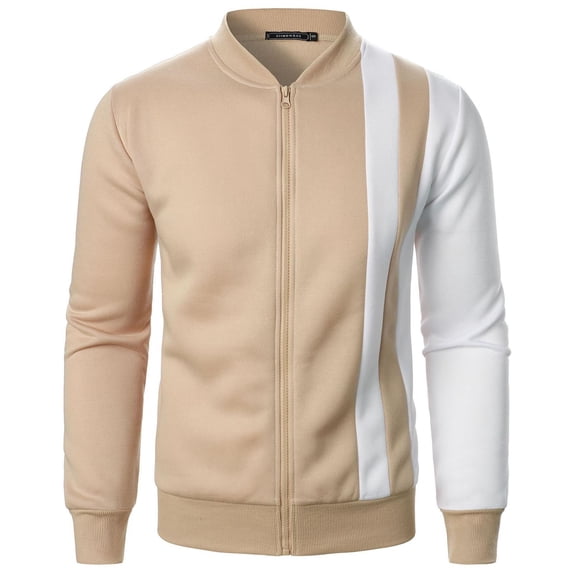 Goodtrade8 Color Block Shirt Jacket Zip up Pocket Mens Winter Jackets and Coats Long Sleeve Stand Collar Casual Outdoor Mens Coats