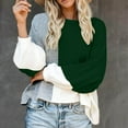 thumbnail image 1 of Goodtrade8 Cropped Sweater Women Trendy Color Block Long Sleeve Textured Crew Neck Casual Sweaters for Women Tops, 1 of 3