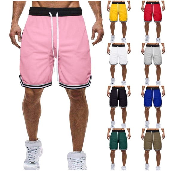 Goodtrade8 Dry Fit Athletic Shorts for Men Stretch Workout Short Pants Pockets Breathable Basketball Drawstring,Summer Elastic Waist Mens Shorts,Size 28