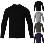 Goodtrade8 Dry and Fit Plus Size Tops Men Solid Color Crew Neck Athletic Long Sleeve Black Plus Size Shirts for Men