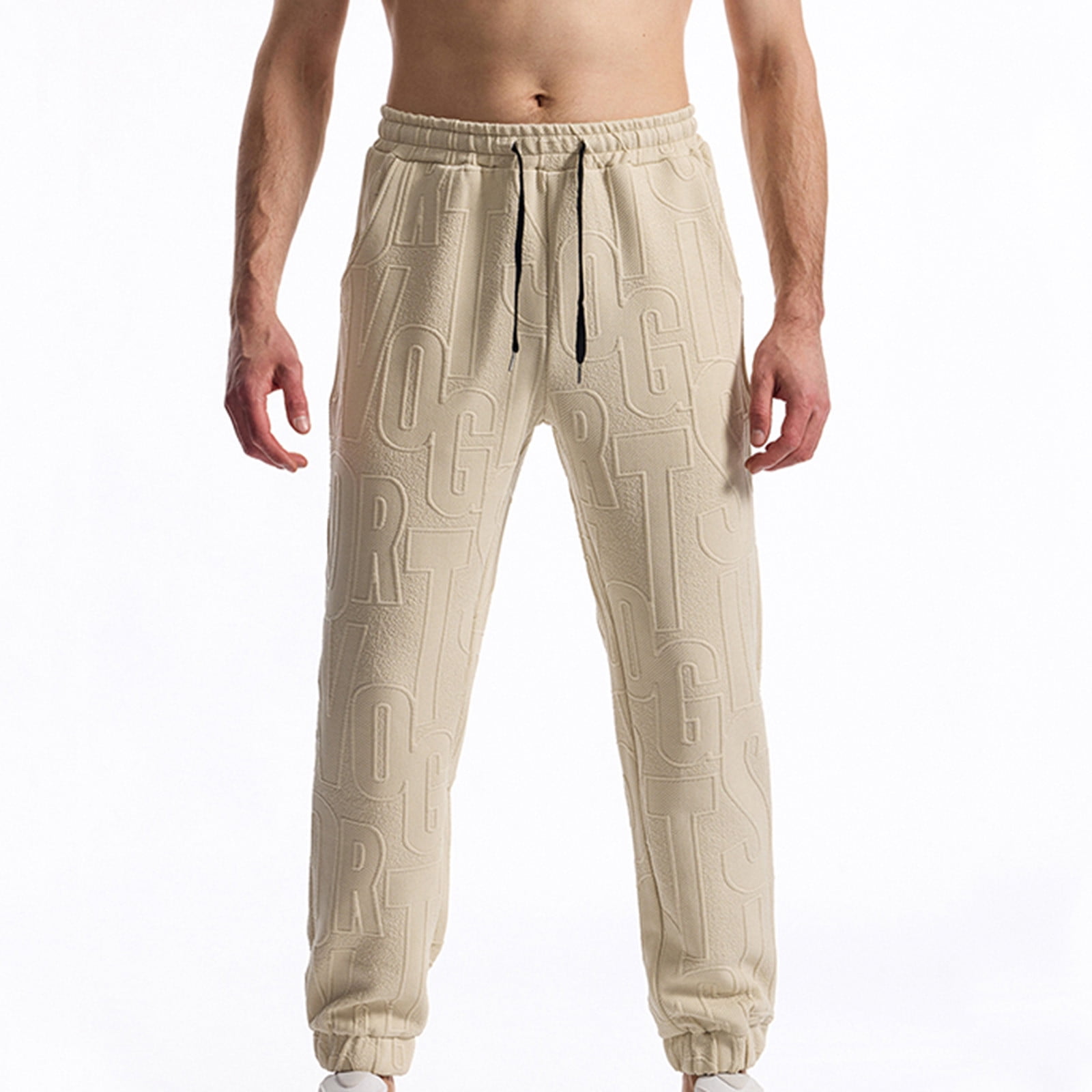 Goodtrade8 Elastic Waist Mens Pants Relaxed Fit with Pockets Joggers ...
