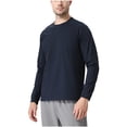 thumbnail image 1 of Goodtrade8 Fall Tops for Men Plus Size Solid Color Dry and Fit Casual Long Sleeve Crew Neck Dark Blue Oversized Shirts for Men, 1 of 5