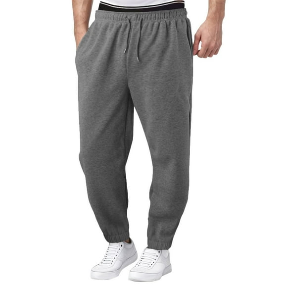 Goodtrade8 Fleece Sweatpants for Men Athletic Pockets Jogger Elastic Waist Drawstring Gym Activewear Men's Pants