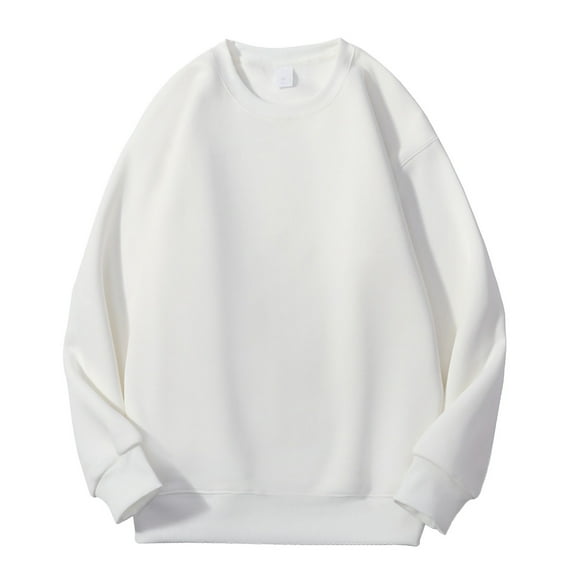 Goodtrade8 Fleece Tops for Men Long Sleeve Plain Casual Crew Neck Mens Sweatshirts