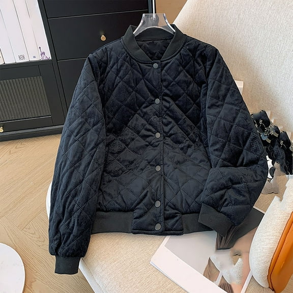 Goodtrade8 Fleece Womens Jackets and Coats Plus Size Bomber Jackets Button Crew Neck Casual Long Sleeve Solid Color Womens Tops for Winter