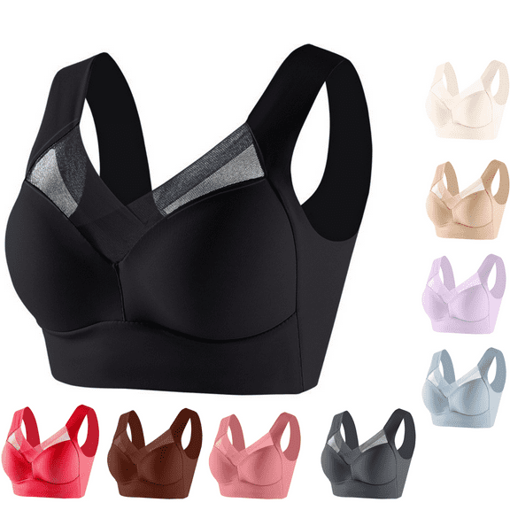 Goodtrade8 Full Figure Plus Size Womens Bras Wirefree Push up Minimizer Bras Everyday Stretch Lace Underwear