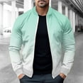 thumbnail image 1 of Goodtrade8 Gradient Jackets for Men Zip up Bomber Jacket Mint Green Crew Neck Outdoor Pocket Casual Mens Coats Big and Tall, 1 of 5