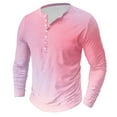 thumbnail image 1 of Goodtrade8 Gradient Winter Tops for Men Plus Size Button Long Sleeve Pink Casual Crew Neck Fall Shirts, 1 of 4
