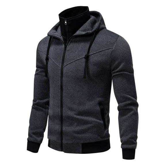 Goodtrade8 Hooded Big Mens Jackets Athletic Zip up Long Sleeve Pocket Drawstring Plain Mens Hoodies