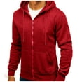 thumbnail image 1 of Goodtrade8 Hooded Jackets for Men Winter Athletic Zip up Pocket Plain Long Sleeve Mens Coats, 1 of 5