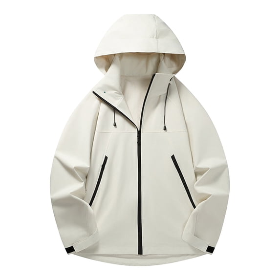 Goodtrade8 Hooded Jackets for Men Winter Zip up Windbreaker Pocket Plain Long Sleeve Casual Hooded Winter Coats for Men
