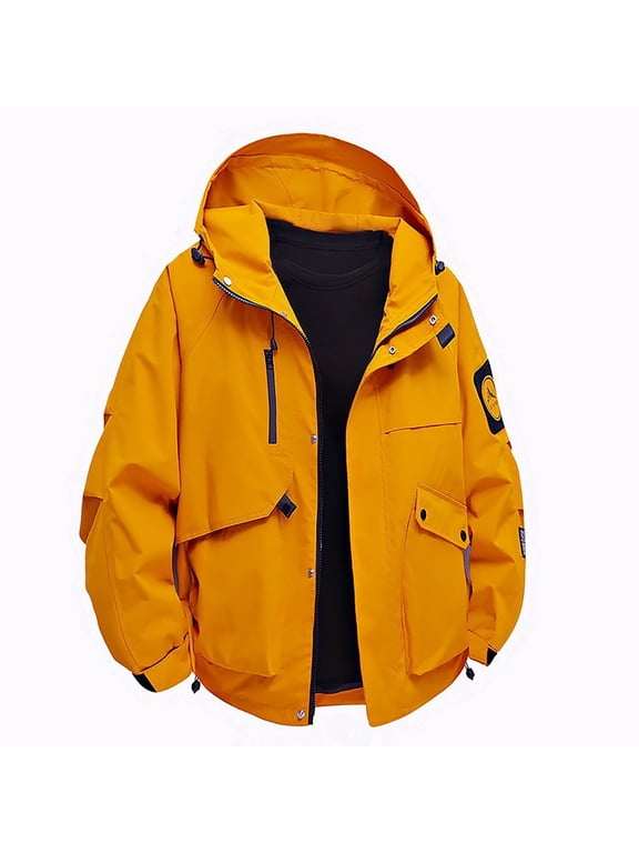 Hooded Mens Winter Jackets and Coats Windbreaker Zip up Pocket Long Sleeve Plain Athletic Mens Coats Outerwear Winter
