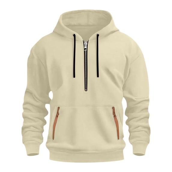 Goodtrade8 Hoodies for Men Half Zipper Zip up Long Sleeve Athletic Pockets Casual Plain Sweatshirts for Men