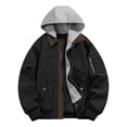 thumbnail image 1 of Goodtrade8 Jackets for Men Hooded Zipper Outwear Lightweight Solid Color Cargo Casual Mens Coats Long Sleeve, 1 of 8