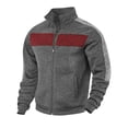 thumbnail image 1 of Goodtrade8 Jackets for Men Winter Zip up Color Block Shirt Jacket Casual Dark Gray Pocket Stand Collar Outdoor Coats for Men, 1 of 9