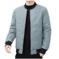 thumbnail image 1 of Goodtrade8 Jackets for Men Winter Zip up Warm Bomber Jacket Casual Blue Plain Pocket Crew Neck Coats for Men, 1 of 9