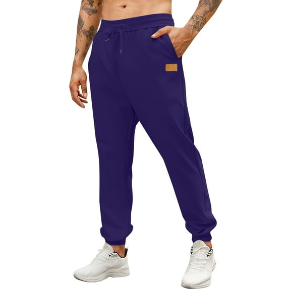 Goodtrade8 Joggers Sweat Pants for Mens Elastic Waist with Pockets Drawstring Solid Color Activewear Casual Gym