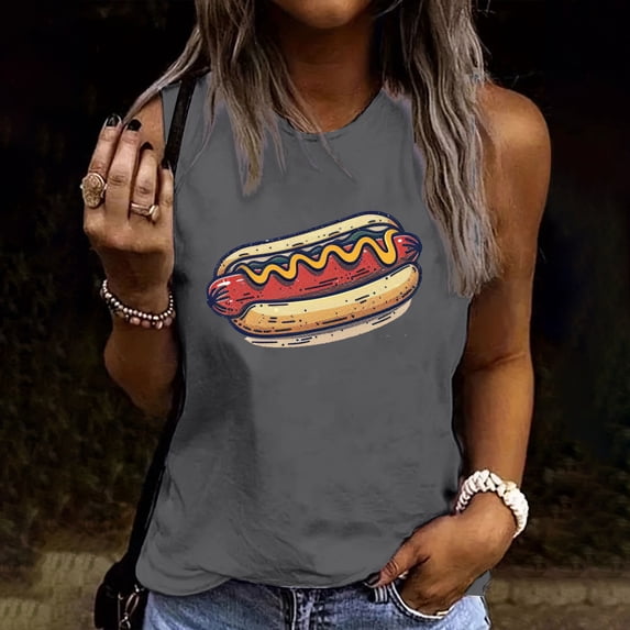 Goodtrade8 July 4th Tank Tops for Women Summer Graphic Pullover Sleeveless Shirts Red White and Blue Casual Patriotic Lightweight Womens Shirts Workout