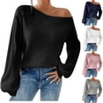 thumbnail image 1 of Goodtrade8 Knit Sweaters for Women Off Shoulder Loose Long Sleeve Pullover Fall Winter Outerwear Sweater Tops, 1 of 5