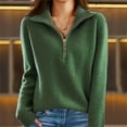 thumbnail image 1 of Goodtrade8 Knitted Sweaters for Women Zip up Long Sleeve V-Neck Solid Color Casual Sweater Women Tops, 1 of 6