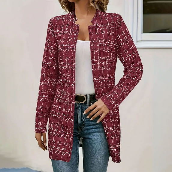 Goodtrade8 Length Shacket Jacket Striped Womens Jackets and Coats Long Sleeve Hoodless Casual Women Tops