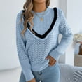 thumbnail image 1 of Goodtrade8 Winter Sweaters Hollow-Out Crew Neck Long Sleeve Solid Color Casual Sweater Women Top, 1 of 8