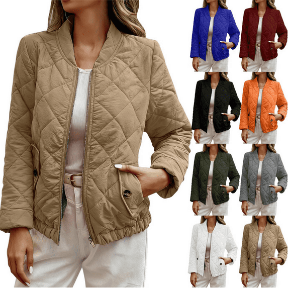 Goodtrade8 Lightweight Woman Jackets Barn Athletic Zip up Winter Women's Coats Plus Size Cropped Warm Solid Color Long Sleeve Outerwear