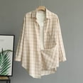 thumbnail image 1 of Goodtrade8 Long Sleeve Shirts for Women Lightweight Plaid Casual Loose Long Sleeve Collared Women Tops, 1 of 3