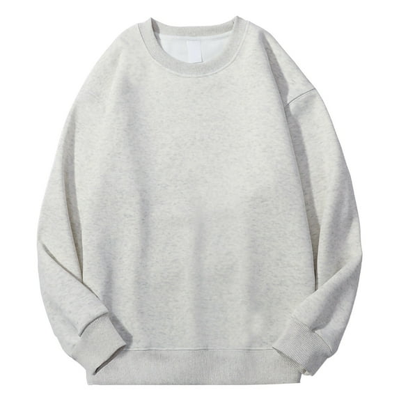 Goodtrade8 Long Sleeve Tops for Mens Outing Fleece Plain Casual Crew Neck Men's Sweatshirts