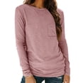 thumbnail image 1 of Goodtrade8 Long Sleeve Womens Tops Oversized Solid Color Casual Pink Crew Neck Fall Shirts Plus Size Women, 1 of 8