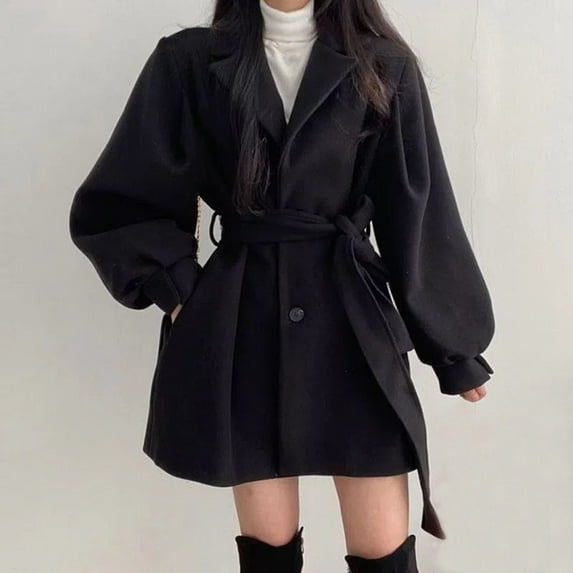 Goodtrade8 Loose Jackets for Women Button Wool Coats Solid Color Casual Long Sleeve Collared Women's Winter Tops