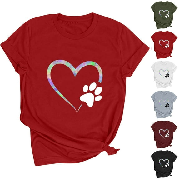 Goodtrade8 Love Valentines Womens Shirts Plus Size Valentines for Women Clothes Pullover Short Sleeve for Girlfriend Graphic Tops for Women