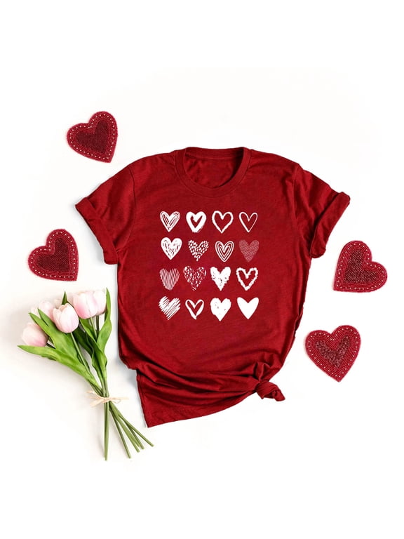 Love Valentines Womens Tops Plus Size Valentine for Women Pullover Short Sleeve for Girlfriend Graphic Womens T-Shirts