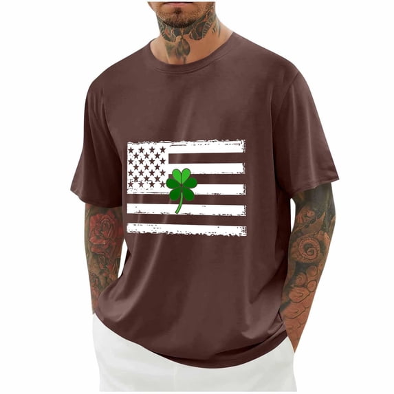 Goodtrade8 St Patricks Mens Shirts Big and Tall Casual Athletic Crew Neck Short Sleeve Printed Shirts Tops