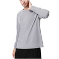 thumbnail image 1 of Goodtrade8 Men's Plus Size Tops Dry and Fit Solid Color Casual Crew Neck Gray Long Sleeve Plus Size Shirts for Men, 1 of 3